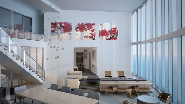 Living Room at Porsche Tower Miami