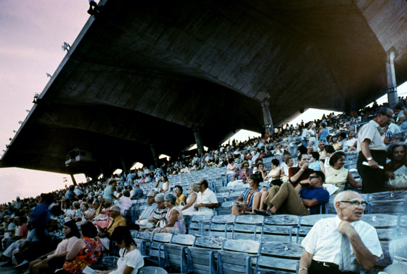 Fans watching event from the grandstands