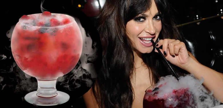 Karina Smirnoff drinking Berry Bliss in Sugar Factory