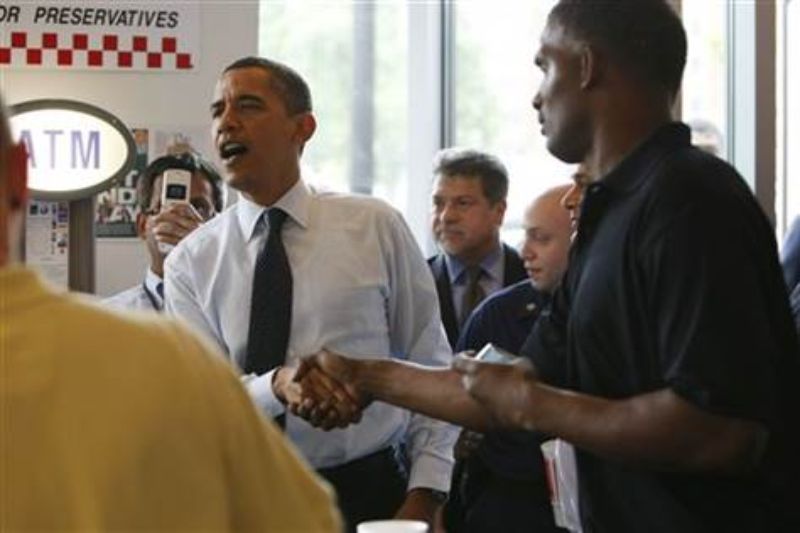 Barack Obama visiting Five Guys Restaurant in Washington D.C.