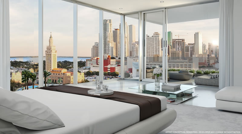 Master Suite at luxury Condo Paramount Miami within Miami World Center mixed-use complex