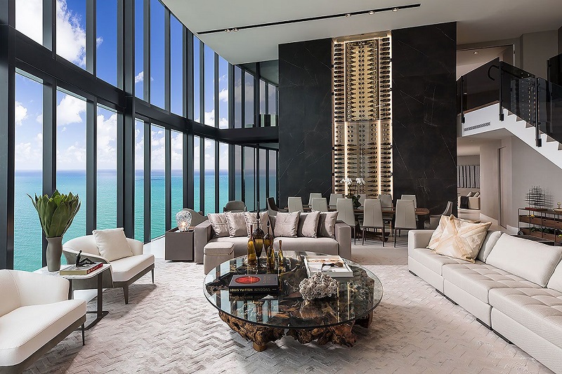 Living Room at Porsche Tower Sunny Isles Beach - Penthouse