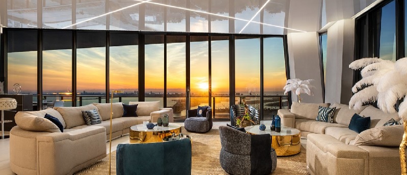 Decorators have put the final touches on a full-floor unit at the Zaha Hadid-designed condo tower in Downtown Miami asking $18.8 million.
