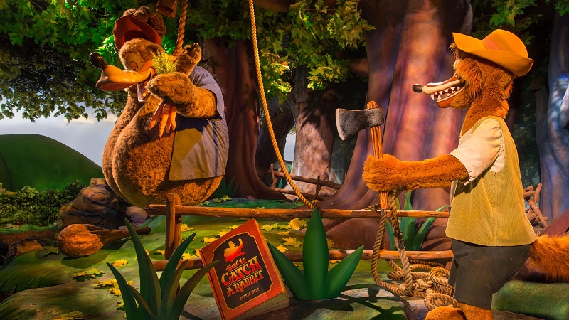 Br'er Fox and Br'er Bear: Animatronic characters at Splash Mountain Magic Kingdom