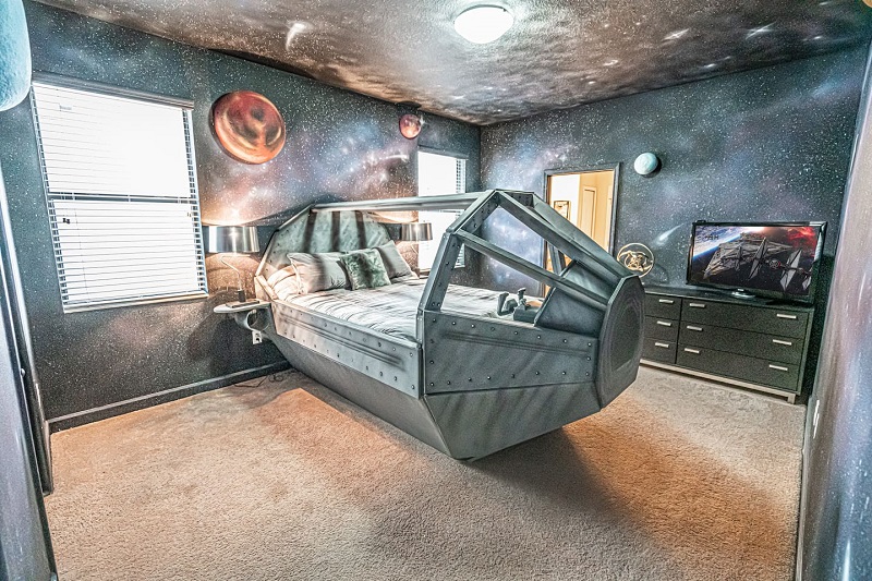 Galactic room has Millennium Falcon cockpit bed