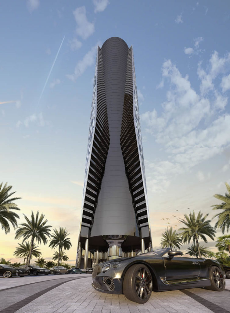 Bentley Residences (Illustrative Rendering) - Facade with faceted triangular shaped glass reminiscent of a giant cut diamond