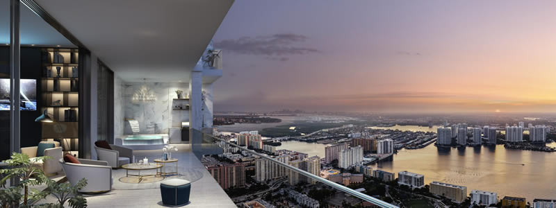 Amazing view of the Sunny Isles Beach intracoastal from one of the Estates at Acqualina units